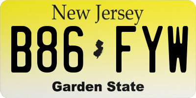 NJ license plate B86FYW