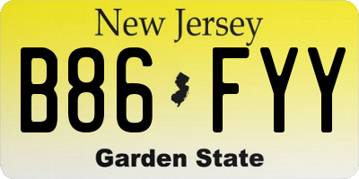 NJ license plate B86FYY
