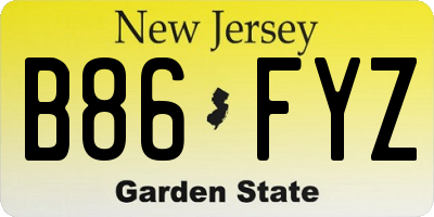 NJ license plate B86FYZ