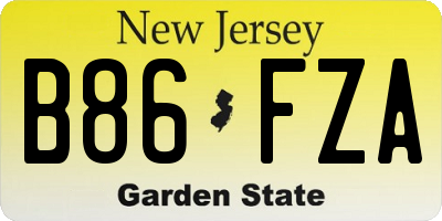 NJ license plate B86FZA