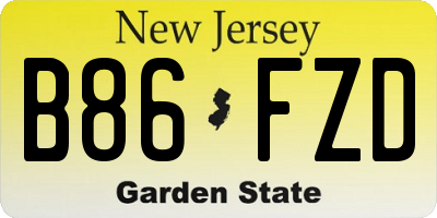 NJ license plate B86FZD