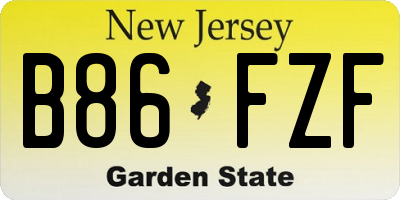 NJ license plate B86FZF
