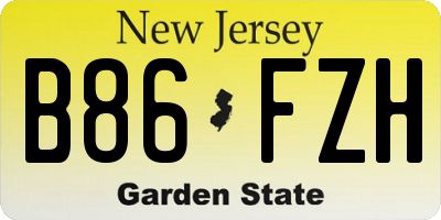 NJ license plate B86FZH