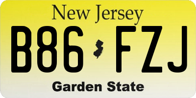 NJ license plate B86FZJ
