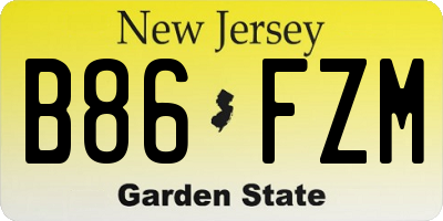NJ license plate B86FZM