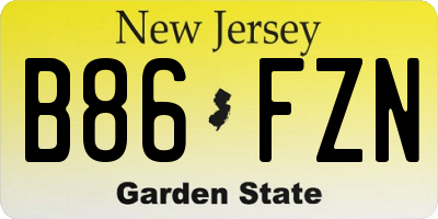 NJ license plate B86FZN