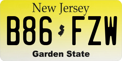 NJ license plate B86FZW