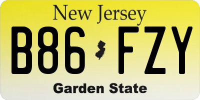 NJ license plate B86FZY