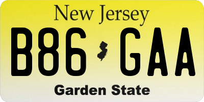 NJ license plate B86GAA
