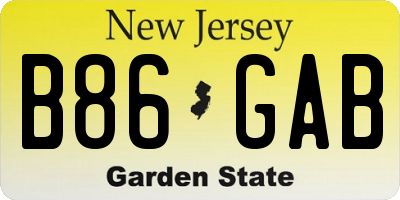 NJ license plate B86GAB