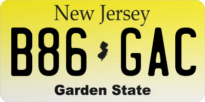 NJ license plate B86GAC