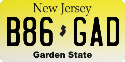 NJ license plate B86GAD