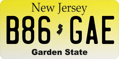NJ license plate B86GAE