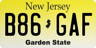 NJ license plate B86GAF