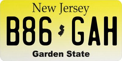 NJ license plate B86GAH