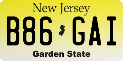 NJ license plate B86GAI
