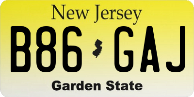 NJ license plate B86GAJ