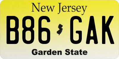 NJ license plate B86GAK