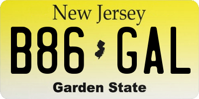 NJ license plate B86GAL