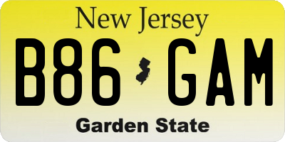 NJ license plate B86GAM