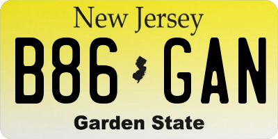 NJ license plate B86GAN