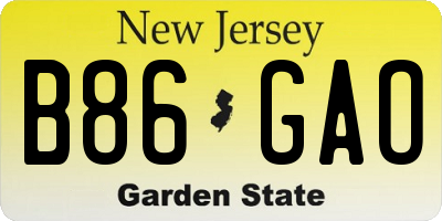 NJ license plate B86GAO