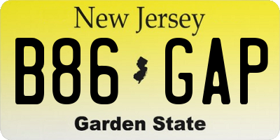 NJ license plate B86GAP