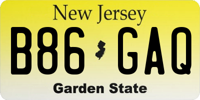 NJ license plate B86GAQ