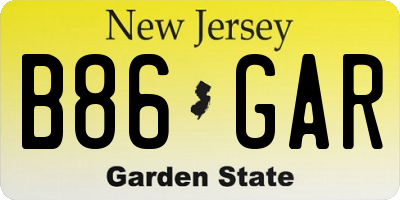 NJ license plate B86GAR