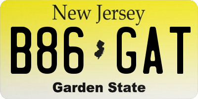 NJ license plate B86GAT