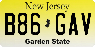 NJ license plate B86GAV