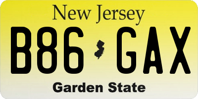 NJ license plate B86GAX