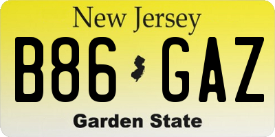 NJ license plate B86GAZ