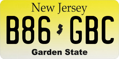 NJ license plate B86GBC