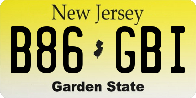 NJ license plate B86GBI