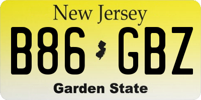 NJ license plate B86GBZ