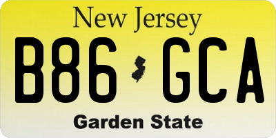 NJ license plate B86GCA