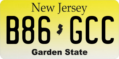 NJ license plate B86GCC