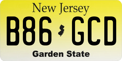 NJ license plate B86GCD
