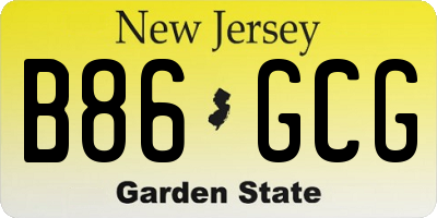 NJ license plate B86GCG