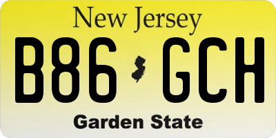 NJ license plate B86GCH