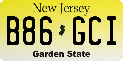 NJ license plate B86GCI