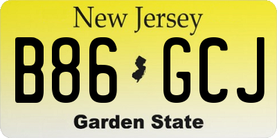 NJ license plate B86GCJ