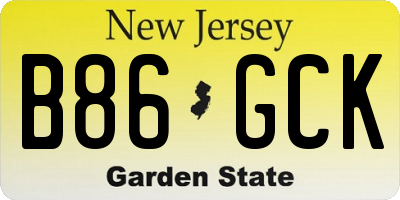 NJ license plate B86GCK