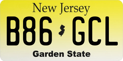 NJ license plate B86GCL