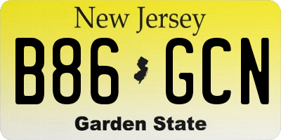 NJ license plate B86GCN