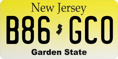 NJ license plate B86GCO