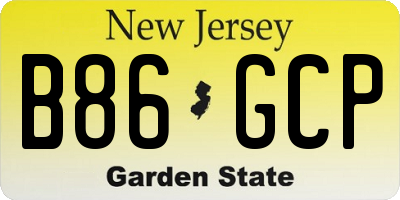 NJ license plate B86GCP