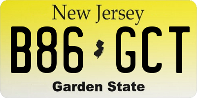 NJ license plate B86GCT