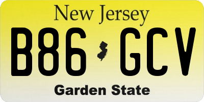NJ license plate B86GCV